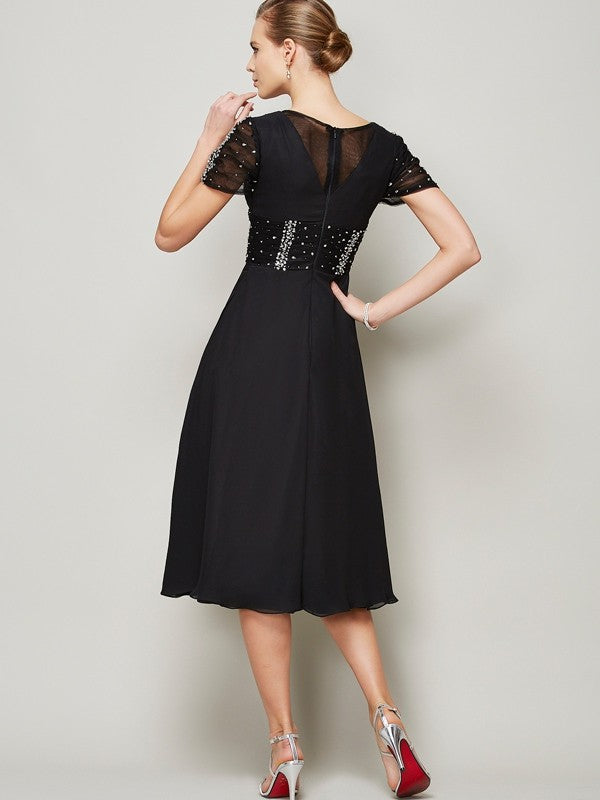Wholesale A-Line/Princess V-neck Short Sleeves Ruffles Short Chiffon Homecoming Dresses